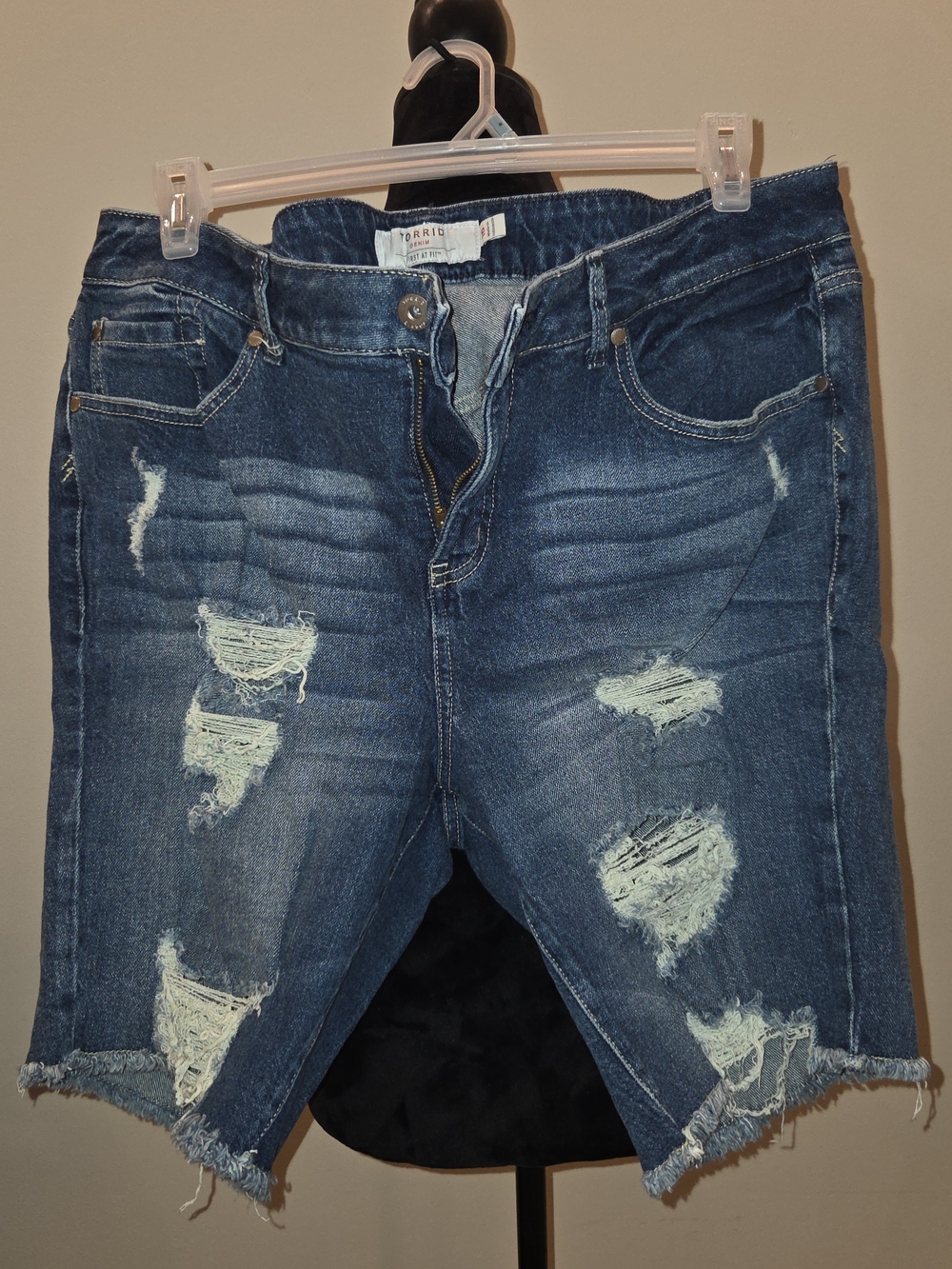 torrid Dark Blue Distressed Boyfriend Jeans Shorts